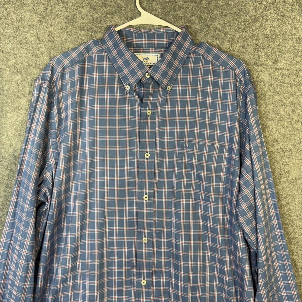 Southern Tide Classic Fit Men's Button Up Long Sleeve Checked Dress Shirt Size L